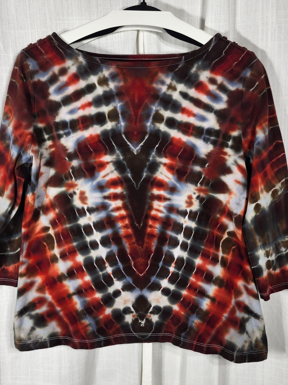a new day Tie-Dye Long Sleeve Top in Red, Black & White